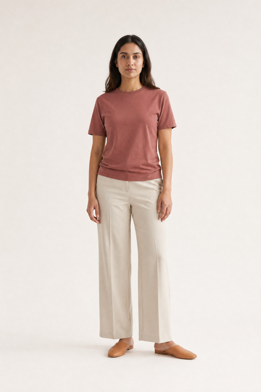 Classic Short Sleeve Round-neck Mocha Supima T-shirts