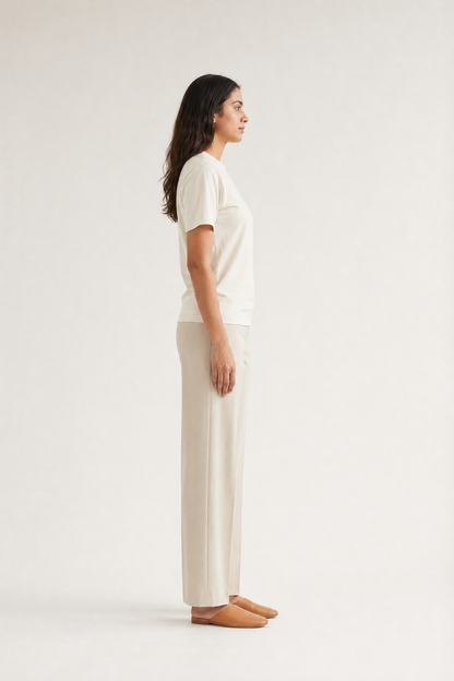 Classic Short Sleeve Round-neck Not-White Supima T-shirts